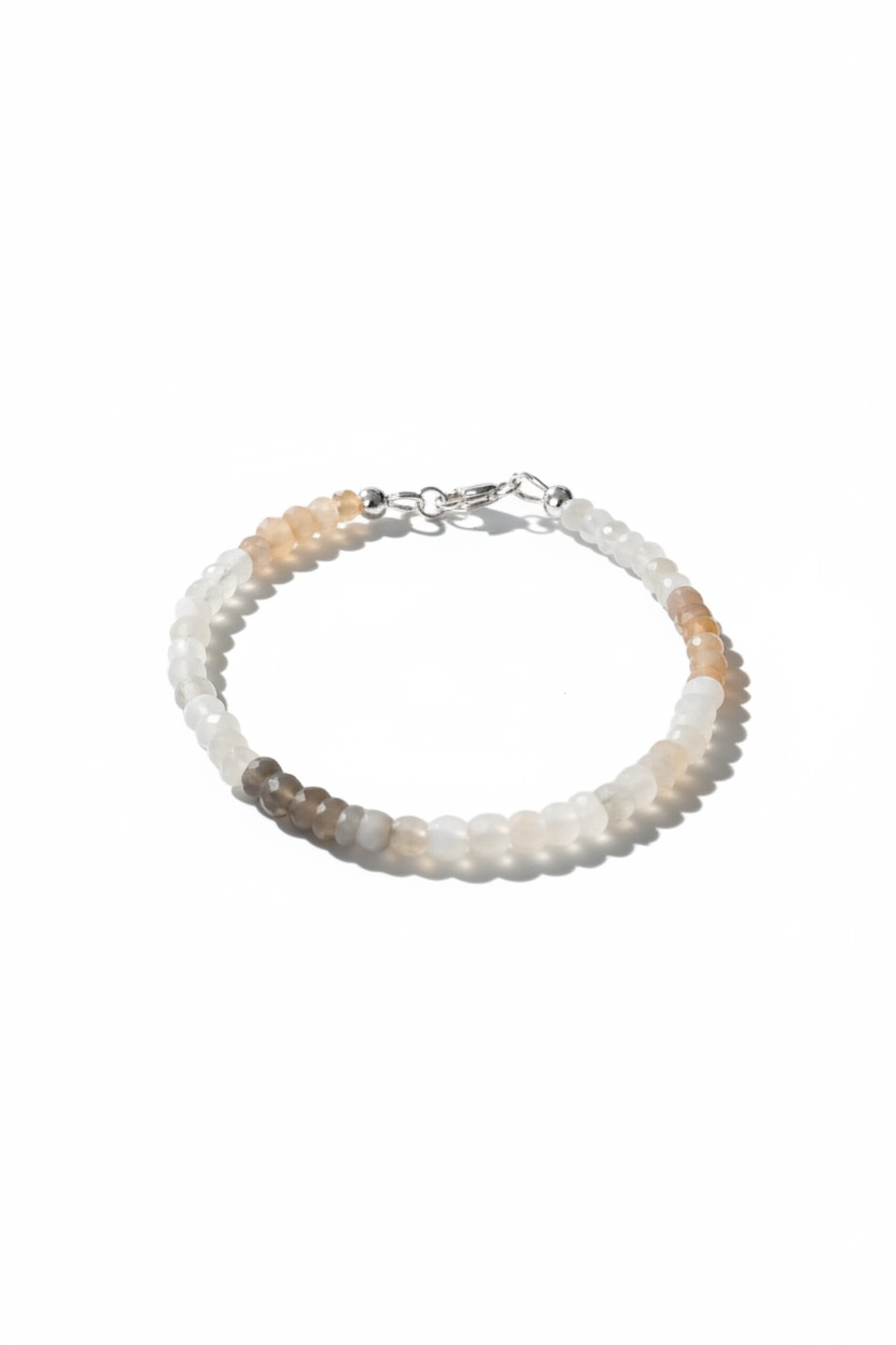 Adjustable Faceted Multi Moonstone Bracelet