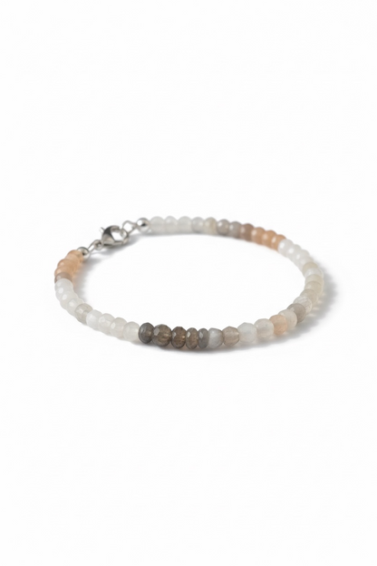 Adjustable Faceted Multi Moonstone Bracelet