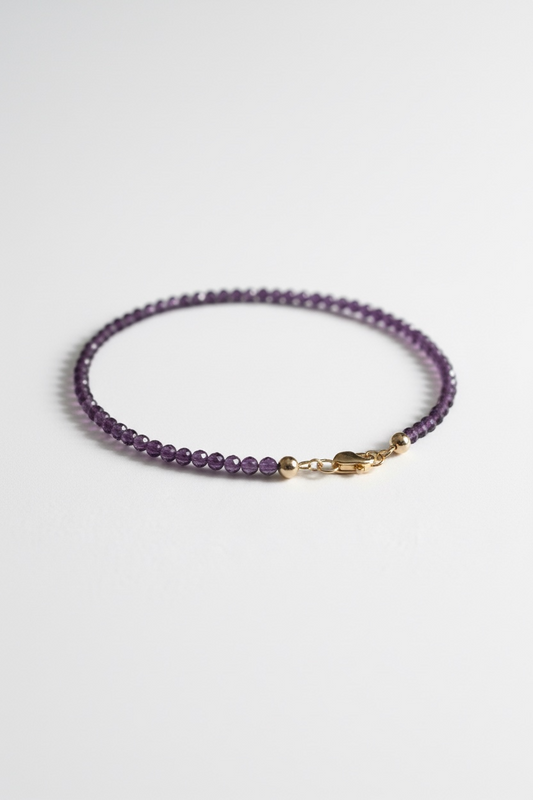 Adjustable Faceted Amethyst Anklet