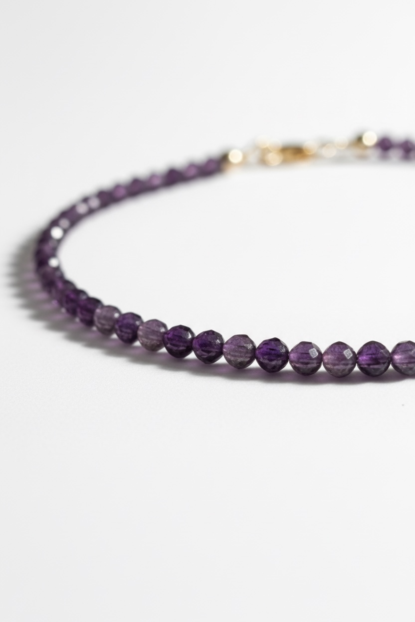 Adjustable Faceted Amethyst Anklet
