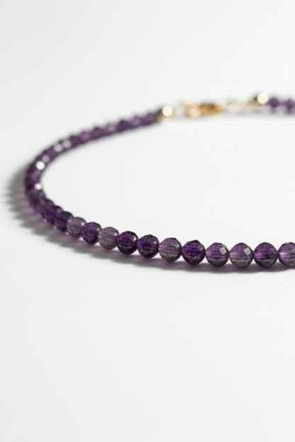 Adjustable Faceted Amethyst Anklet