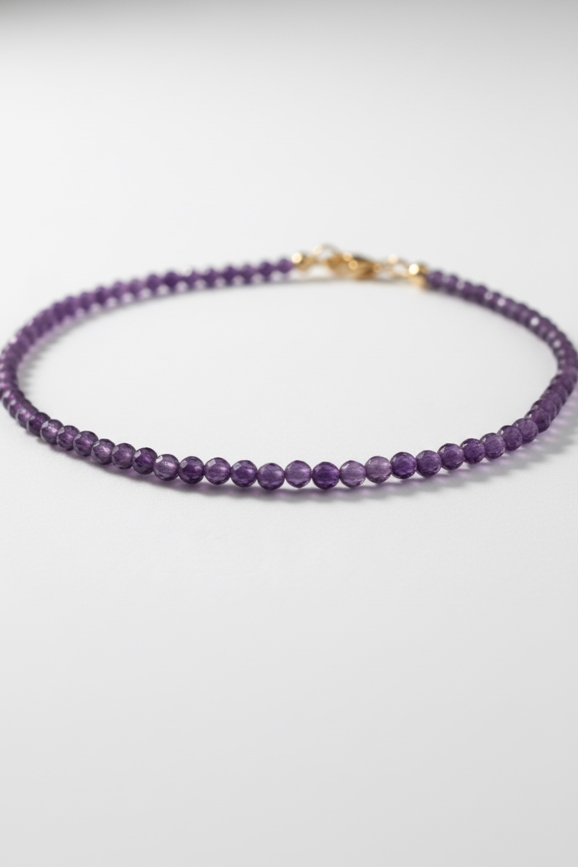 Adjustable Faceted Amethyst Anklet
