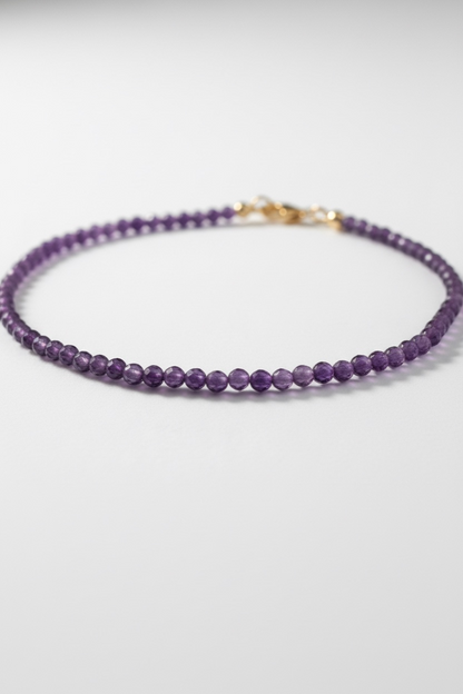 Adjustable Faceted Amethyst Anklet