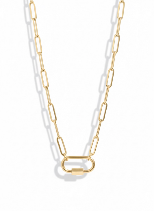 Personalized Gold Paperclip Carabiner 2 Charms Necklace