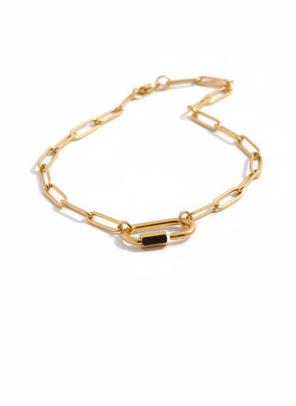 Gold Paperclip Carabiner Charm Necklace