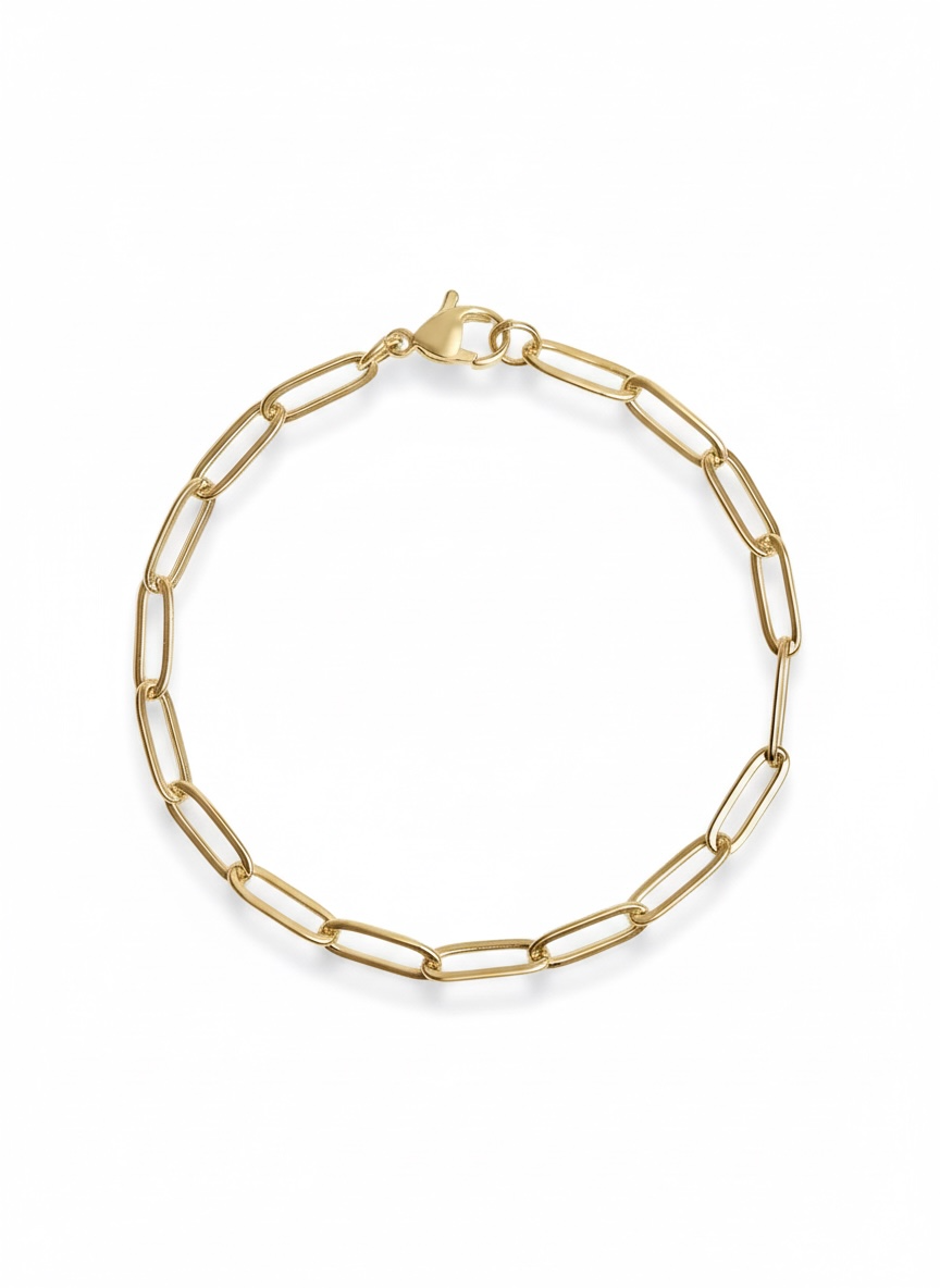 Gold Paperclip Charm Bracelet
