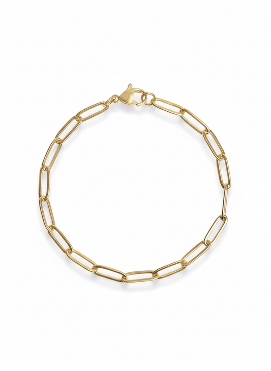 Gold Paperclip Charm Bracelet