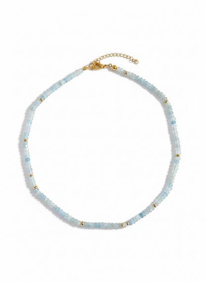 Adjustable Gold + Faceted Aquamarine Necklace