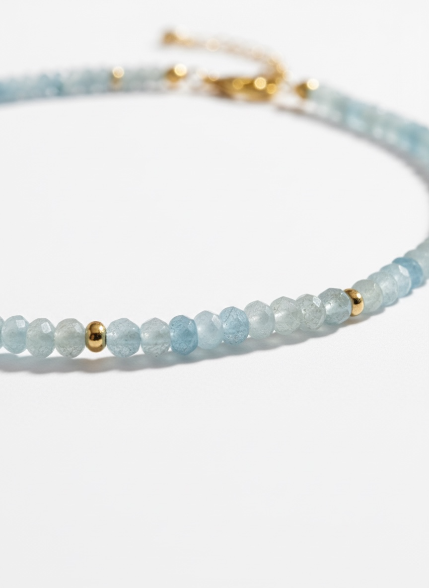 Adjustable Gold + Faceted Aquamarine Necklace
