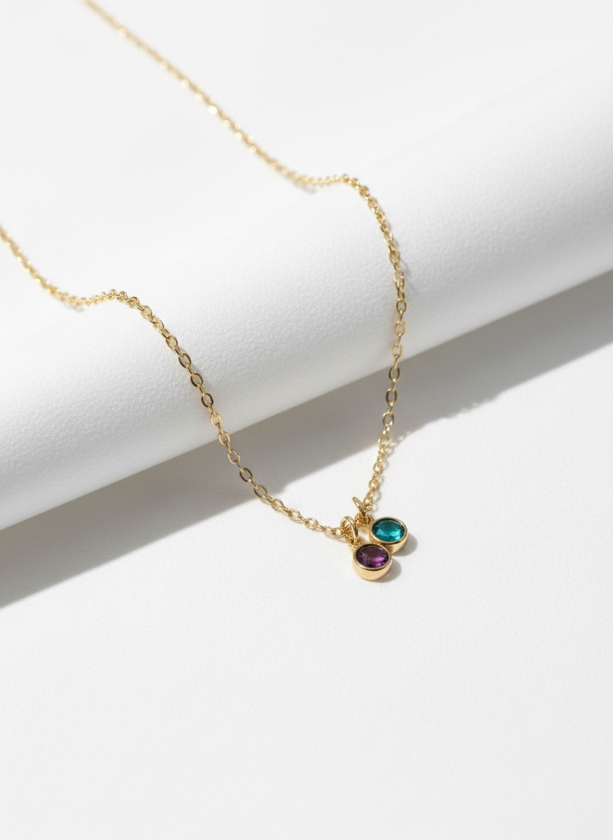 Personalized Birth Charm Pair Necklace