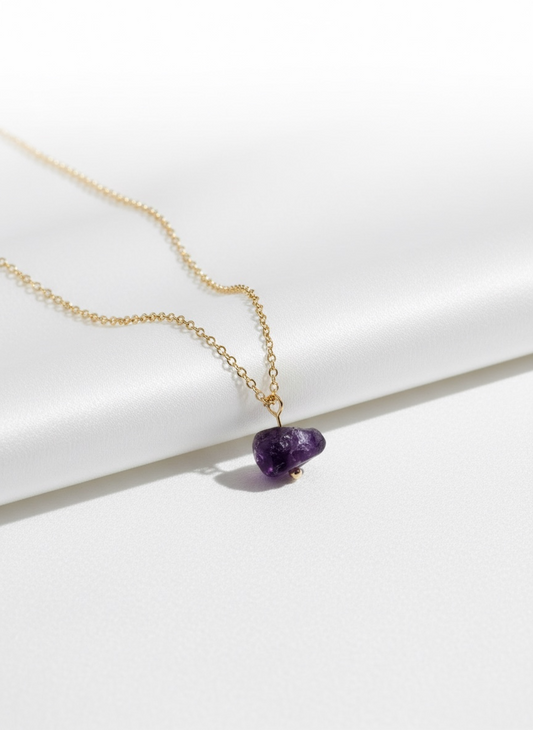Natural Grade AAA Raw Amethyst Necklace