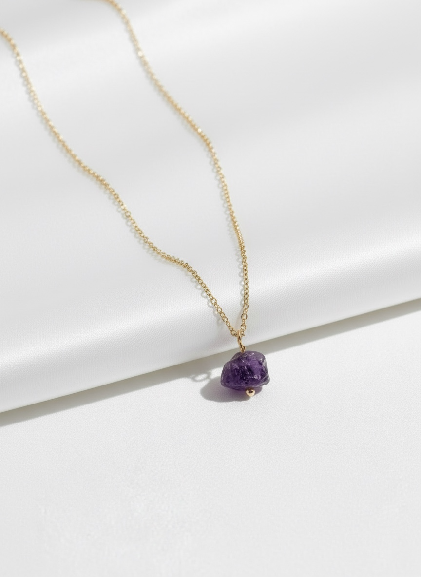 Natural Grade AAA Raw Amethyst Necklace