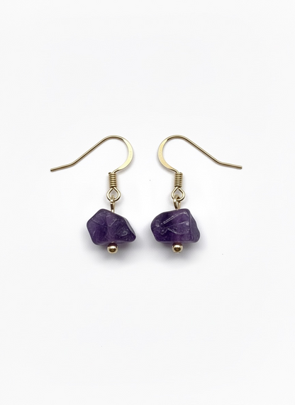 Natural Raw Amethyst Earrings
