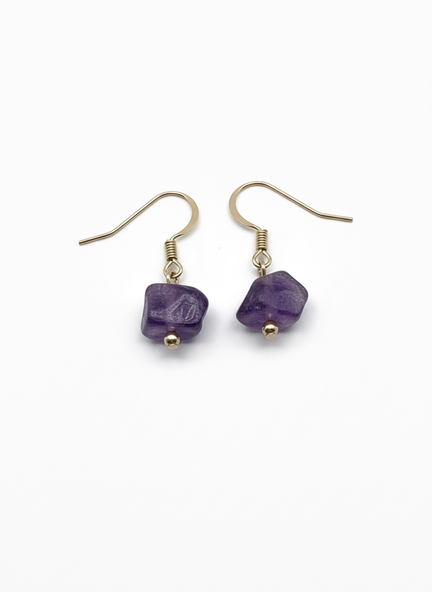 Natural Raw Amethyst Earrings