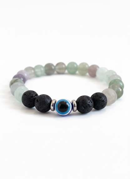 Evil Eye + Fluorite Stretch Bracelet