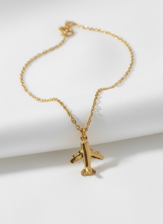 Waterproof Gold Airplane Necklace