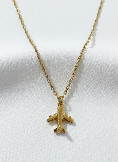 Waterproof Gold Airplane Necklace