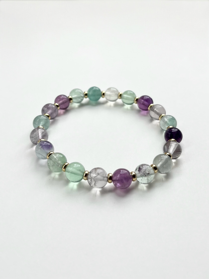 Gold + Fluorite Stretch Bracelet