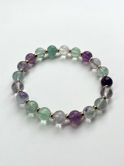 Gold + Fluorite Stretch Bracelet