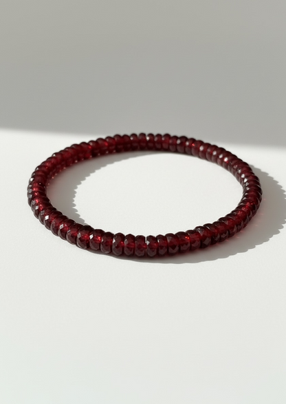 Faceted Garnet Heishi Stretch Bracelet