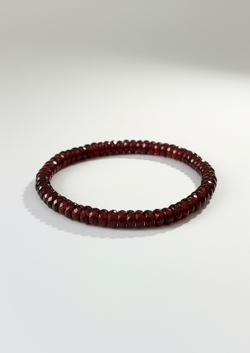 Faceted Garnet Heishi Stretch Bracelet