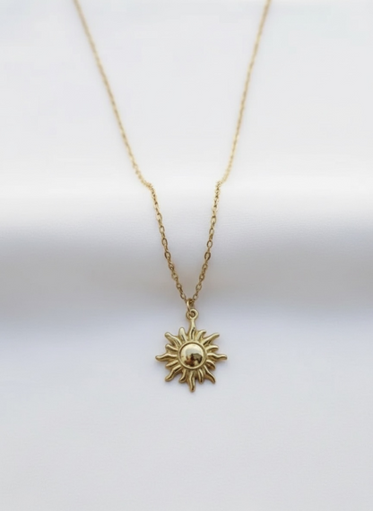 Waterproof Gold Sunburst Necklace