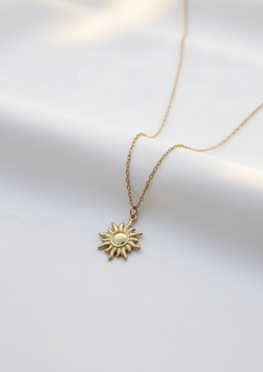 Waterproof Gold Sunburst Necklace