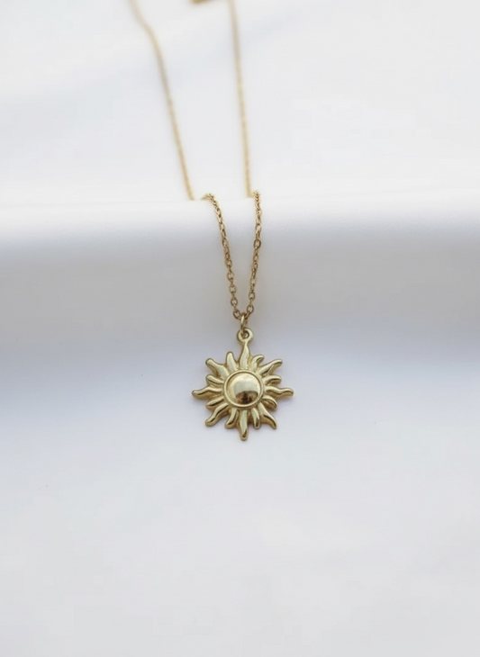 Waterproof Gold Sunburst Necklace