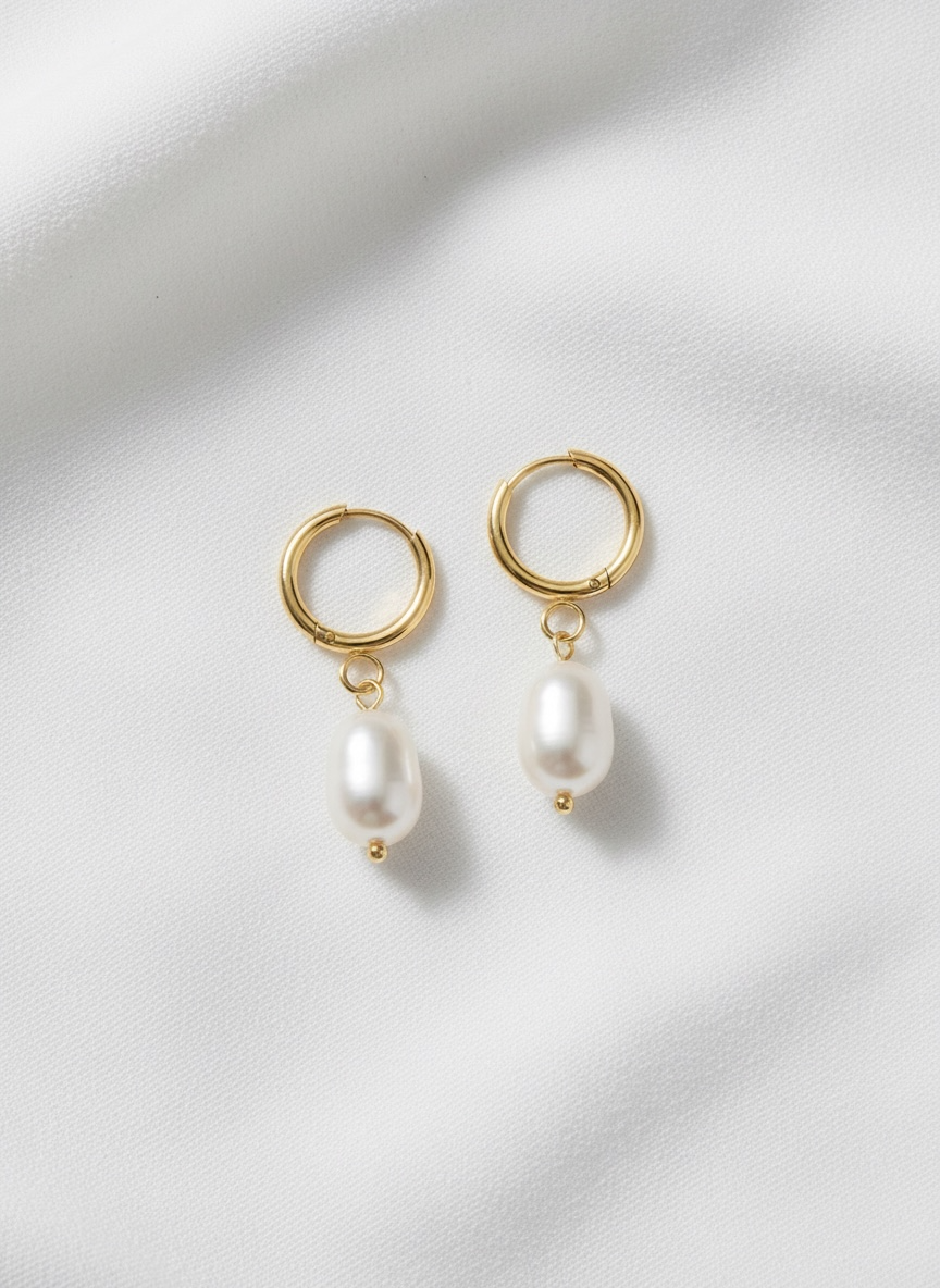 Baroque Freshwater Pearl Huggie Hoop Earrings