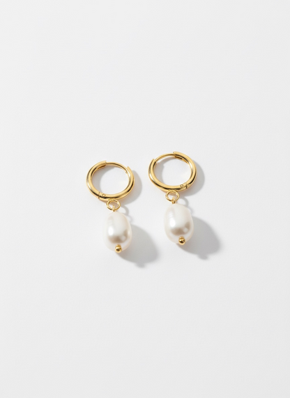 Baroque Freshwater Pearl Huggie Hoop Earrings