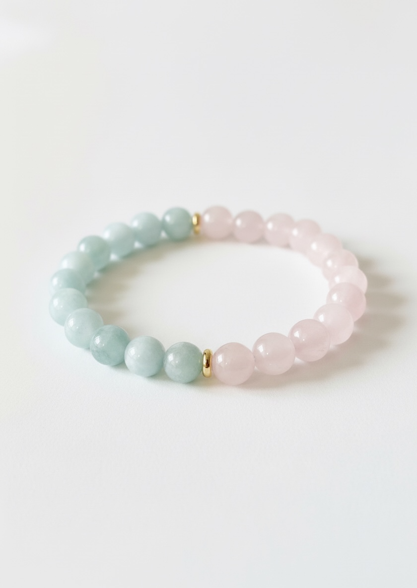 Aquamarine + Rose Quartz Stretch Bracelet