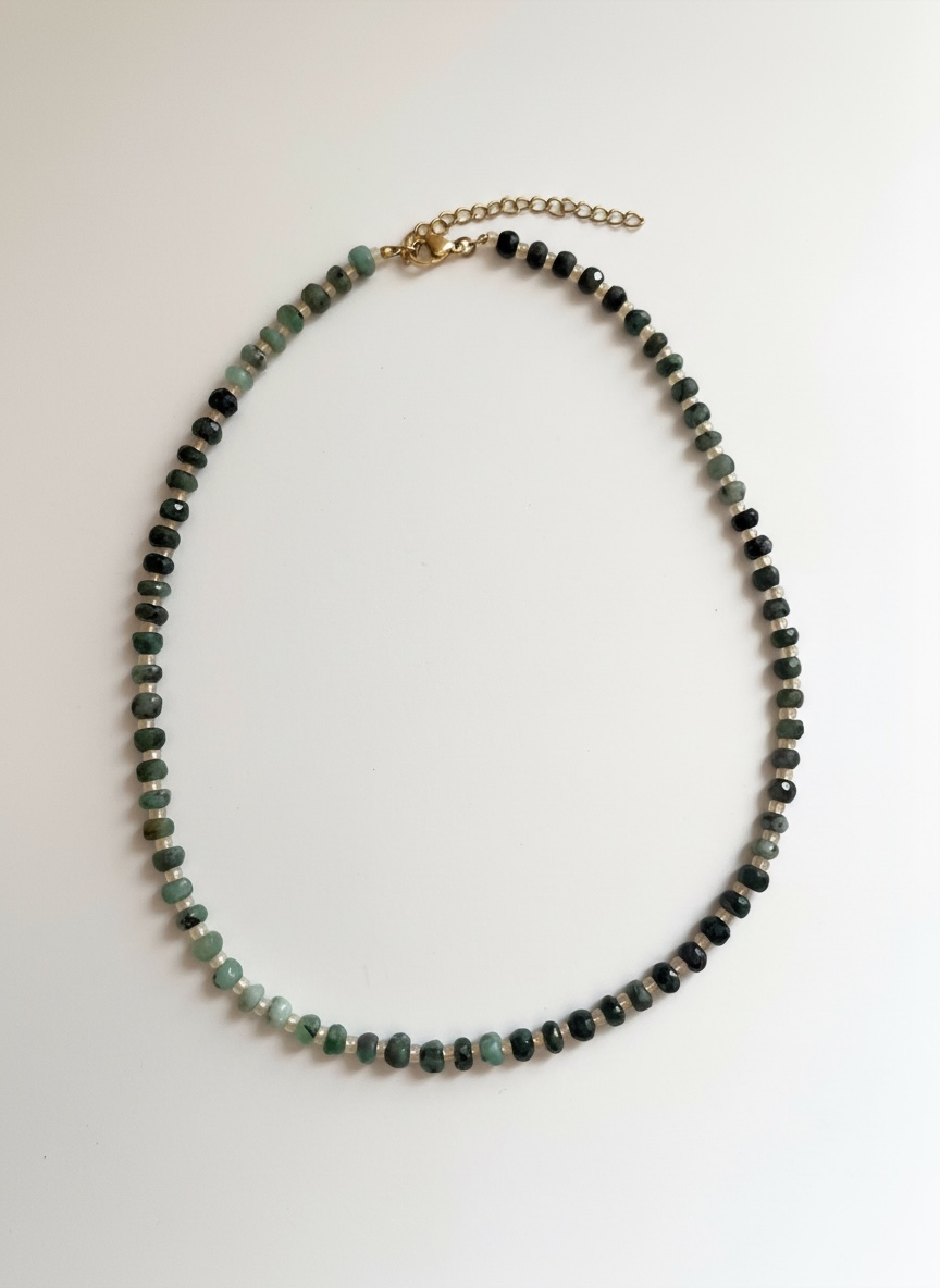 Faceted Emerald and Opal Necklace
