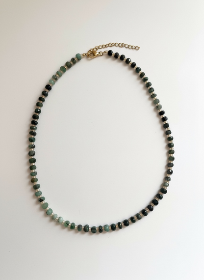 Faceted Emerald and Opal Necklace