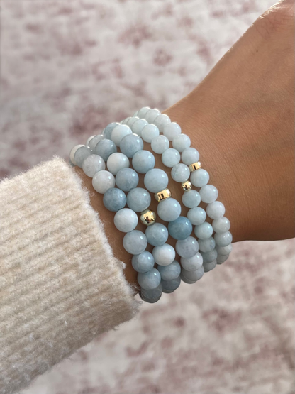 Gold + Aquamarine Stretch Bracelet