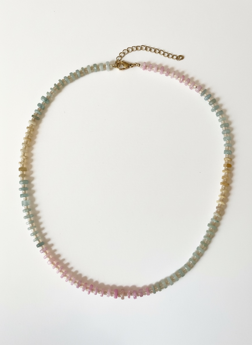 Natural Multi Aquamarine and Opal Necklace