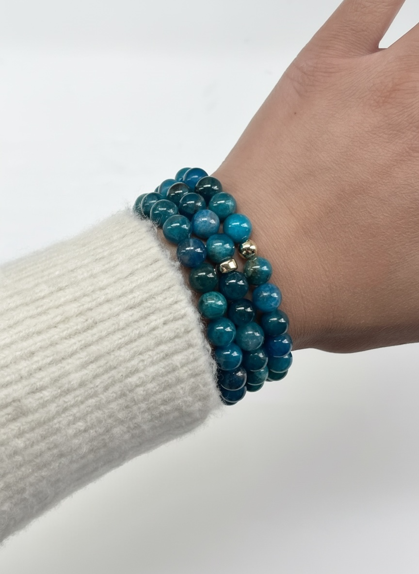 Apatite with Gold Stretch Bracelet