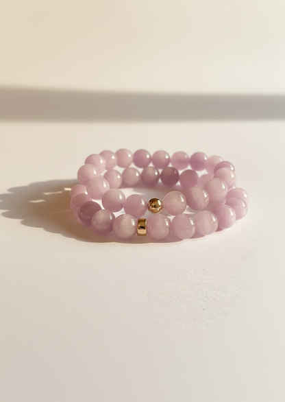 Kunzite with Gold Stretch Bracelet