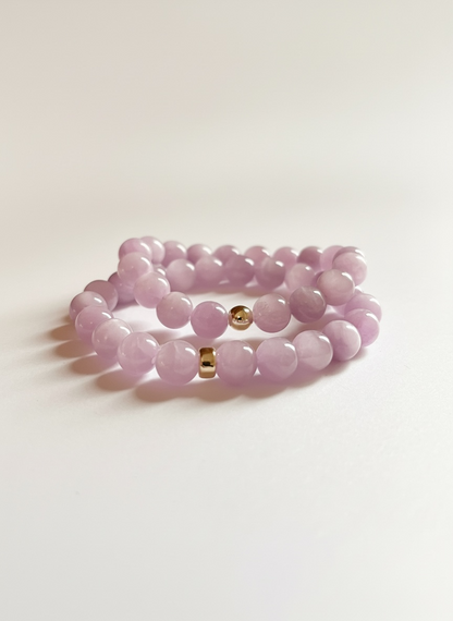 Kunzite with Gold Stretch Bracelet