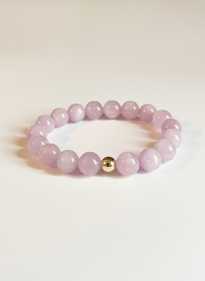 Kunzite with Gold Stretch Bracelet