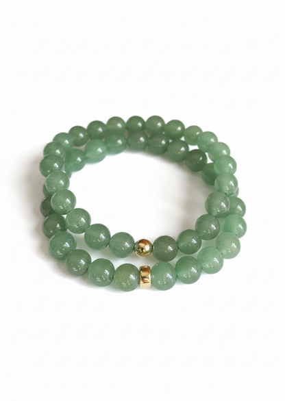 Gold + Green Aventurine Stretch Bracelet