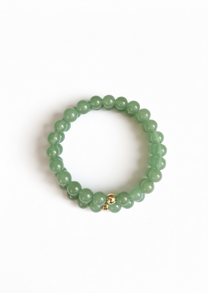 Gold + Green Aventurine Stretch Bracelet