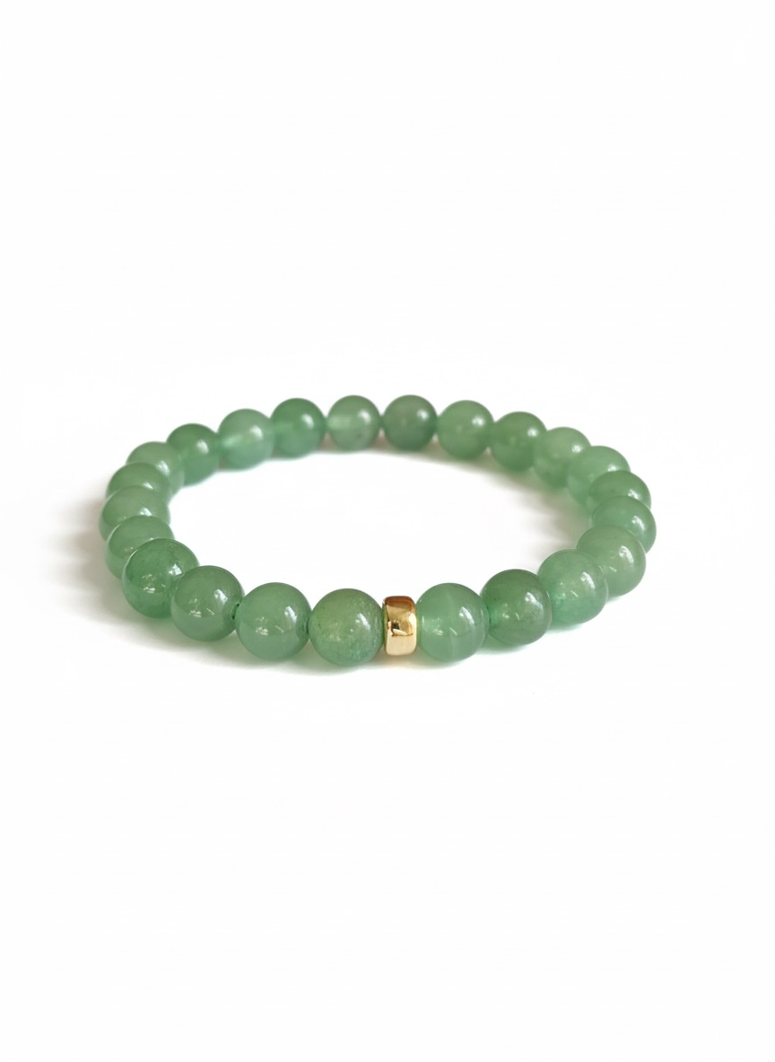 Gold + Green Aventurine Stretch Bracelet