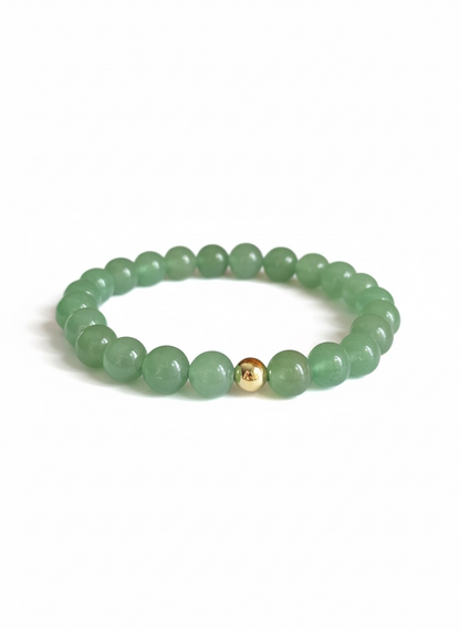 Gold + Green Aventurine Stretch Bracelet