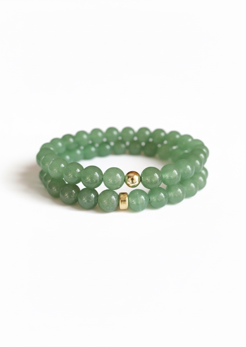 Gold + Green Aventurine Stretch Bracelet