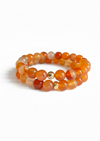 Gold + Carnelian Stretch Bracelet