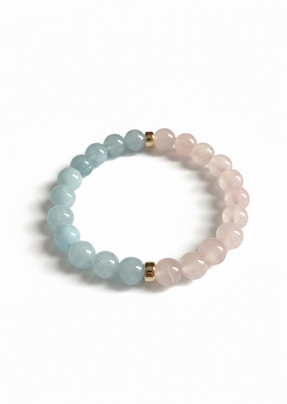 Aquamarine + Rose Quartz Stretch Bracelet