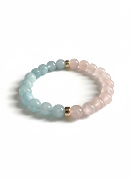 Aquamarine + Rose Quartz Stretch Bracelet