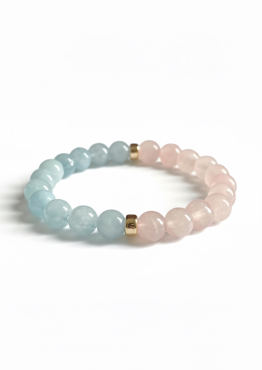 Aquamarine + Rose Quartz Stretch Bracelet