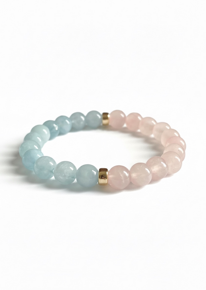 Aquamarine + Rose Quartz Stretch Bracelet