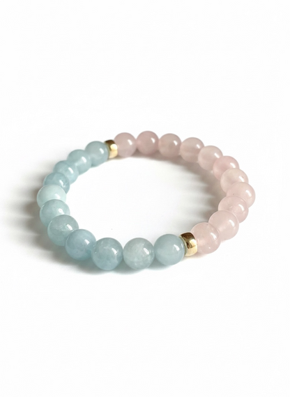 Aquamarine + Rose Quartz Stretch Bracelet